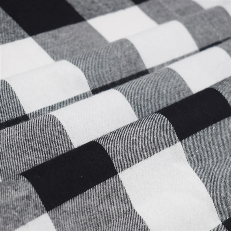 52x36inch Checkered Pattern Poly-Cotton Curtain Kitchen Cafe Half Window Curtain - Black / White