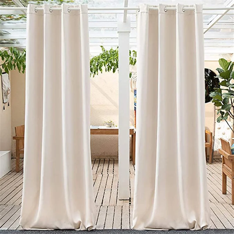 W52xH84 Inch Light Blocking Waterproof Polyester Curtain for Cabana Patio Lanai Terrace - 5
