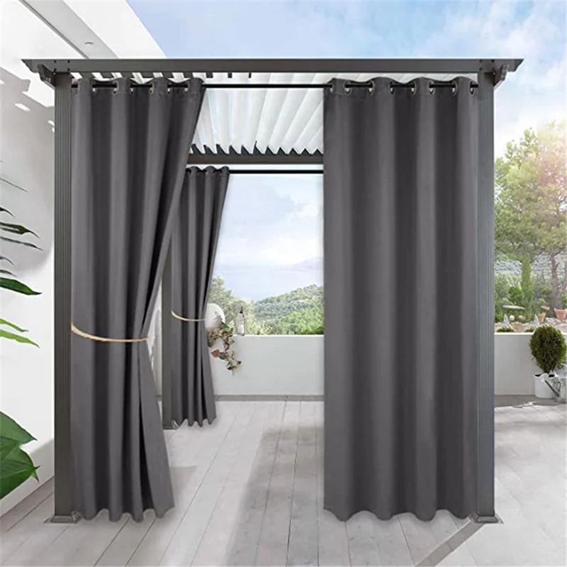 W52xH84 Inch Light Blocking Waterproof Polyester Curtain for Cabana Patio Lanai Terrace - 5