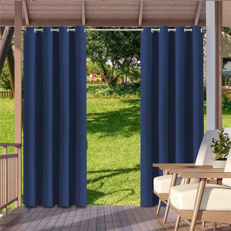 W52xH84 Inch Light Blocking Waterproof Polyester Curtain for Cabana Patio Lanai Terrace - 5