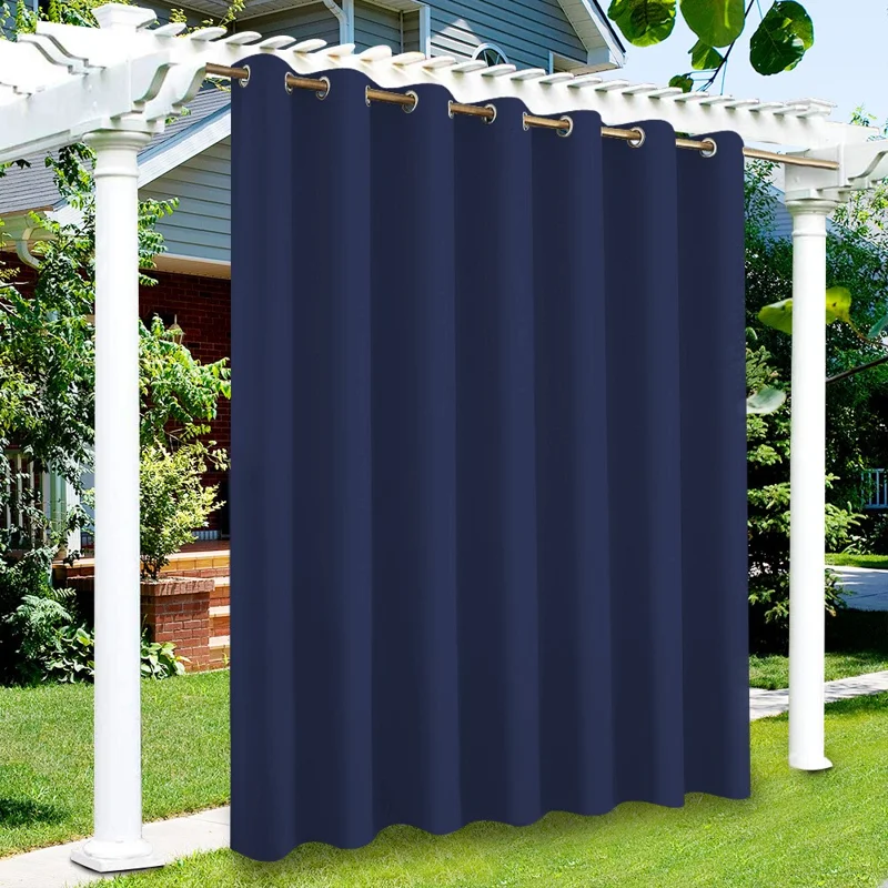 W52xH84 Inch Light Blocking Waterproof Polyester Curtain for Cabana Patio Lanai Terrace - 5