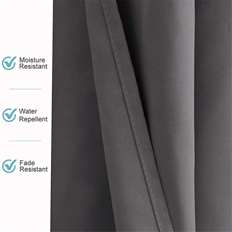 W52xH84 Inch Light Blocking Waterproof Polyester Curtain for Cabana Patio Lanai Terrace - 5