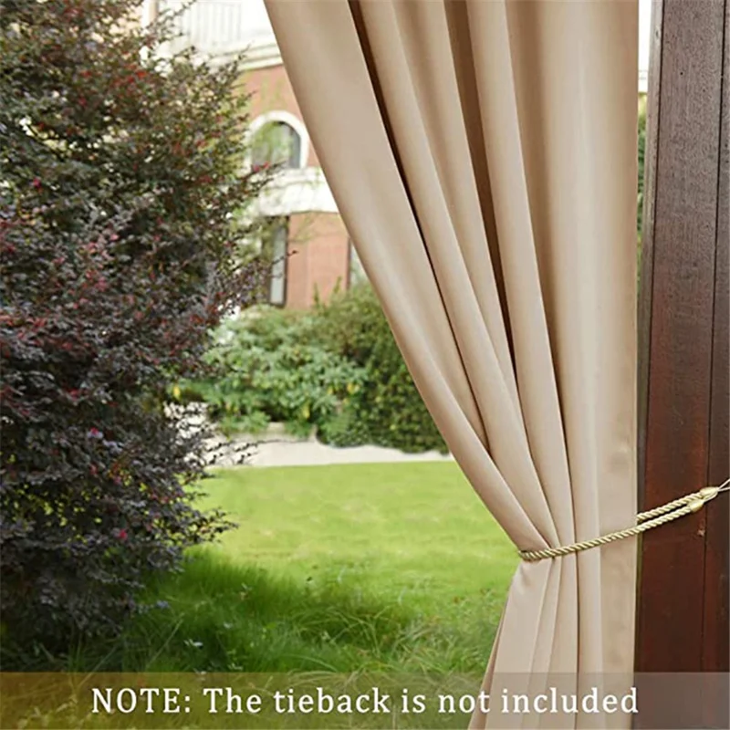 W52xH84 Inch Light Blocking Waterproof Polyester Curtain for Cabana Patio Lanai Terrace - 5