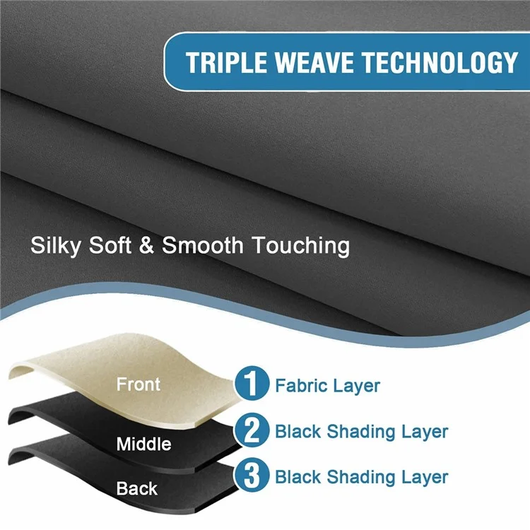 Cortinas Blackout Sólidas de Alta Qualidade para Quarto, 1,3x1,6m - Cinza Escuro