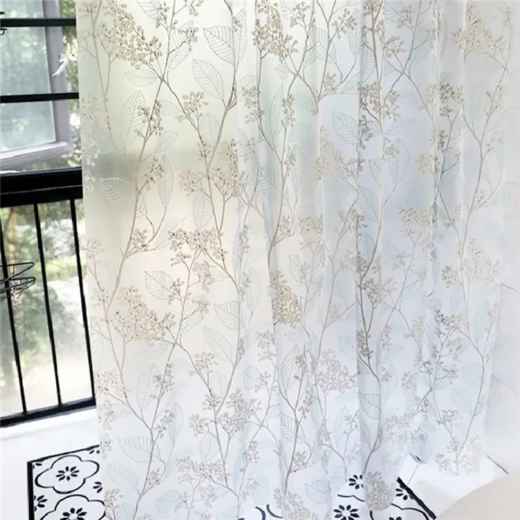 0,8 x 1,8 m Verdickter EVA-Duschvorhang, wasserdicht, Badezimmervorhang mit Musterdruck - Blume und Blatt