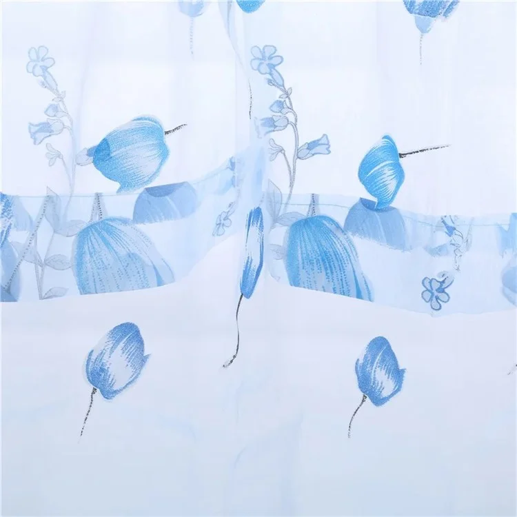 Cortina divisoria con diseño de tulipanes y filtro de luz para el dormitorio, 1x2,7m - Azul