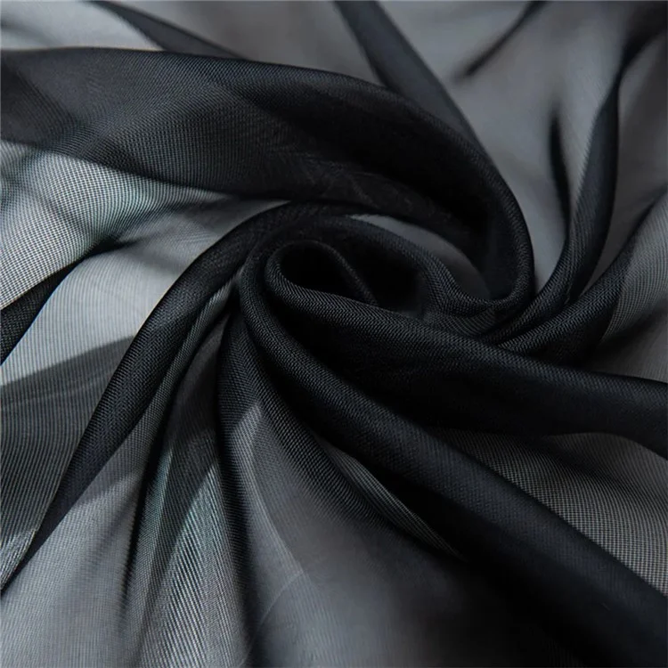 Cortina de Voile Colorida de Poliéster para Quarto e Sala de Estar, 1x2m - Preto