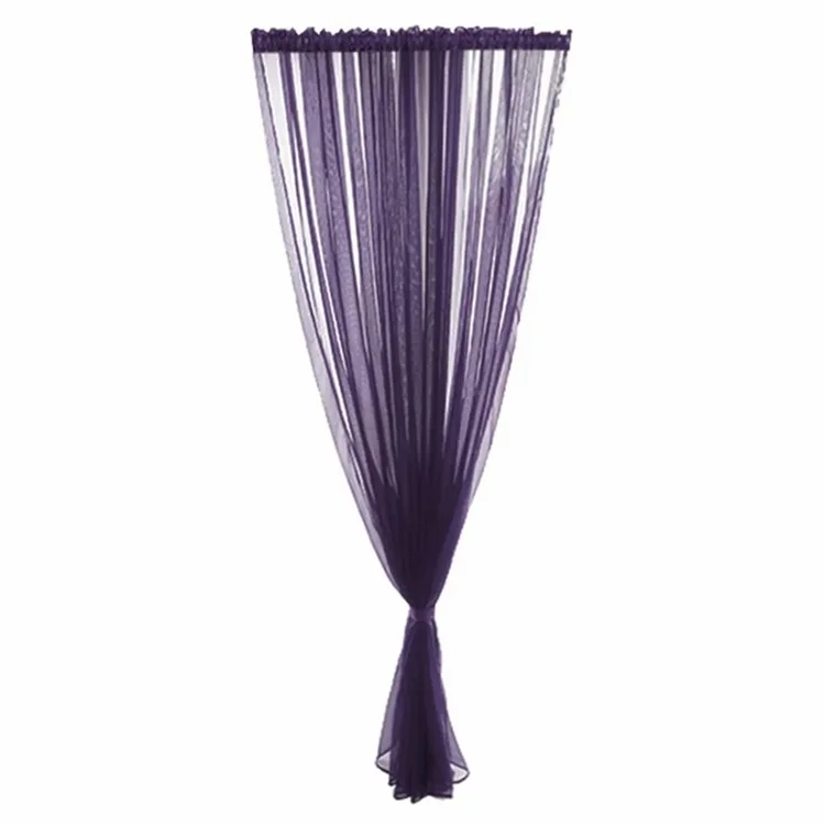 Polyester Solid Color Sheer Curtain for Bedroom and Living Room, 1x2m - Dark Purple