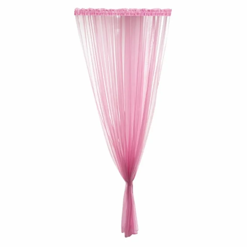 Polyester Solid Color Sheer Curtain for Bedroom and Living Room, 1x2m - Deep Pink