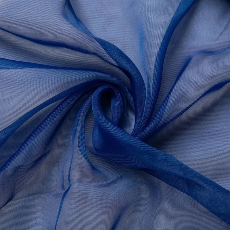 Polyester Solid Color Sheer Curtain for Bedroom and Living Room, 1x2m - Dark Blue