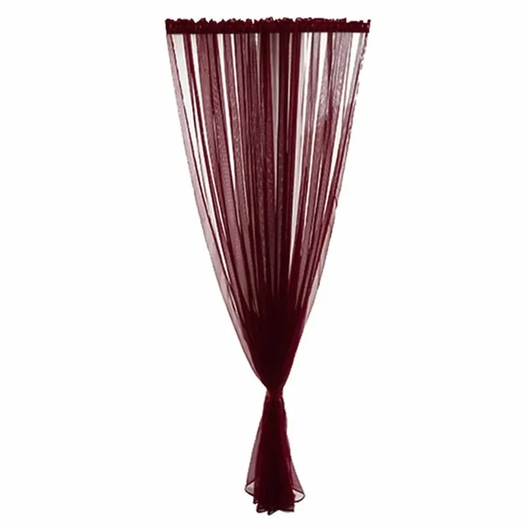 1x2.7m Polyester Sheer Curtain Solid Color Curtains for Bedroom, Living Room - Wine Red