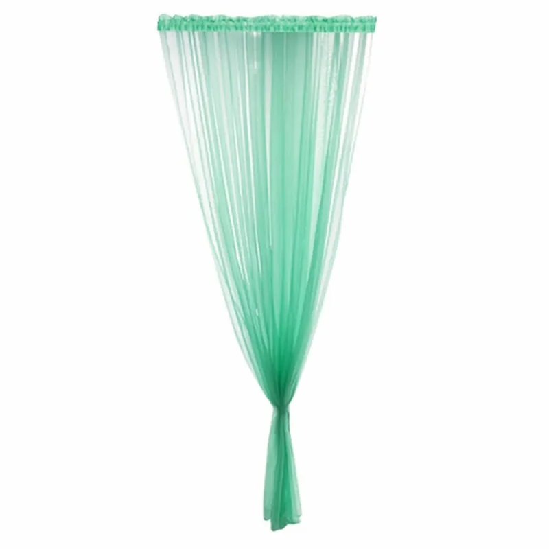 1x2.7m Polyester Sheer Curtain Solid Color Curtains for Bedroom, Living Room - Bright Green