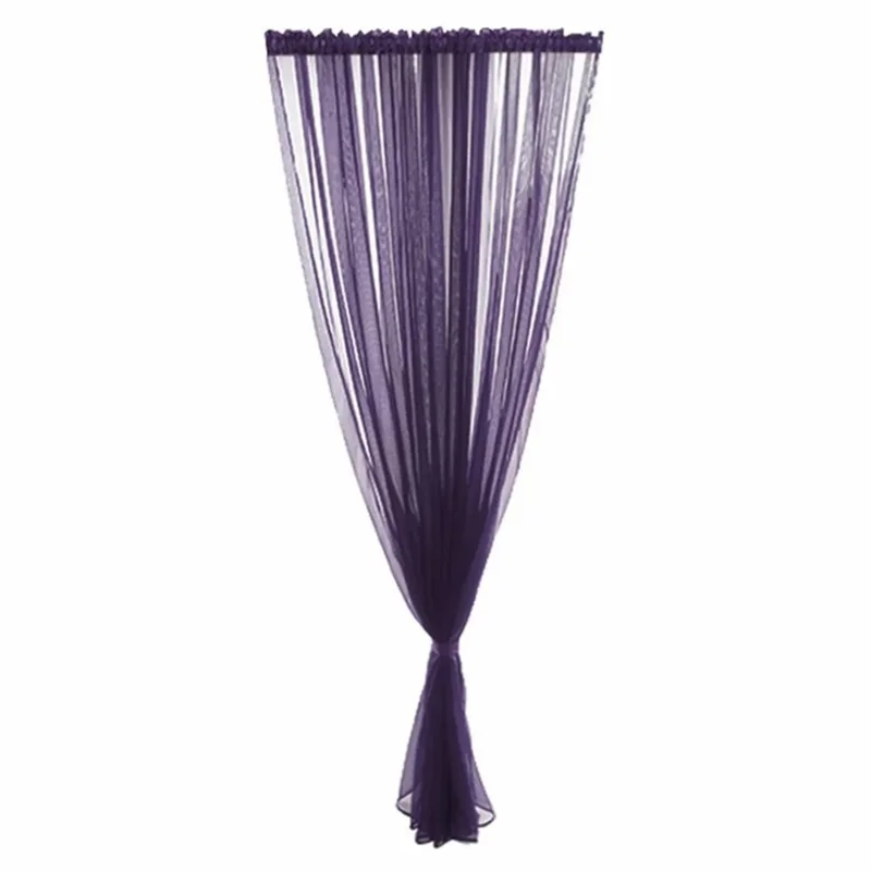 1x2.7m Polyester Sheer Curtain Solid Color Curtains for Bedroom, Living Room - Dark Purple