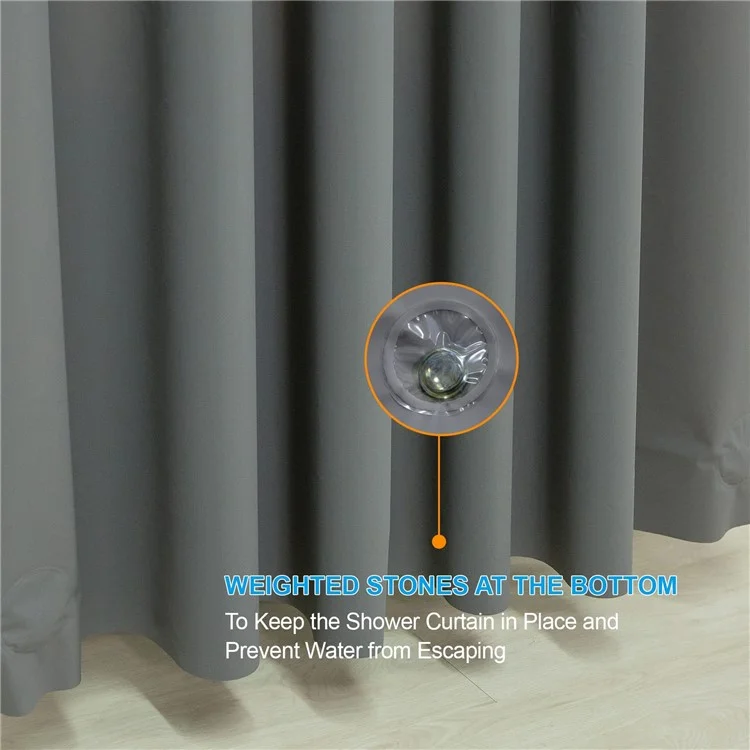 CS-006 180x180CM Shower Curtain PEVA Shower Liner Waterproof Drape - Grey