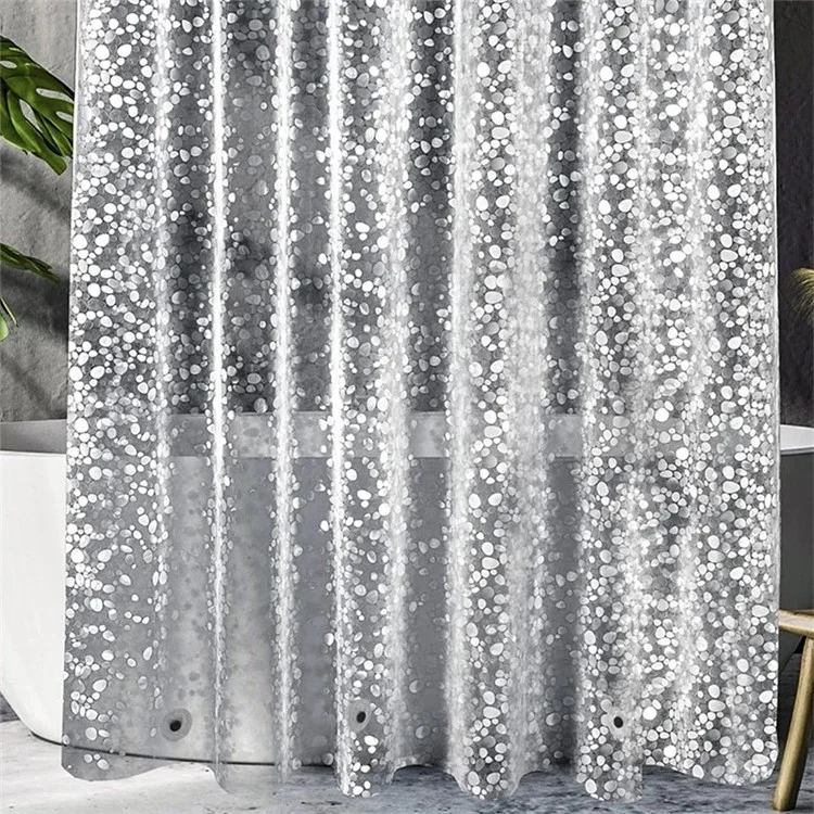 8001 PEVA 3D Pattern Shower Curtain with Steel Hooks for Bathroom, 180x180cm - Cobblestone