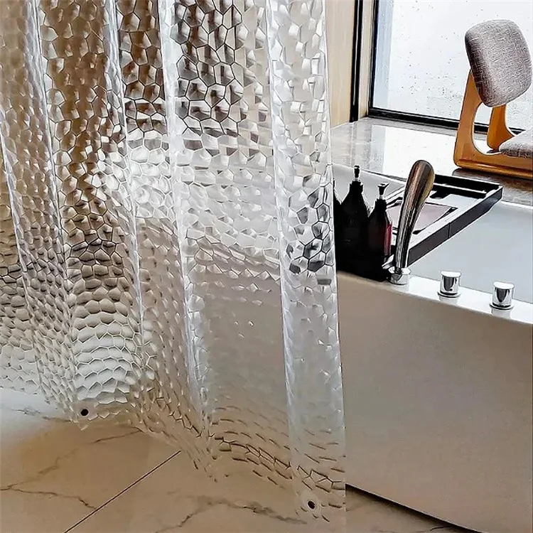 8001 PEVA 3D-Muster-Duschvorhang mit Stahlhaken für Badezimmer, 180x180cm - Kopfsteinpflaster