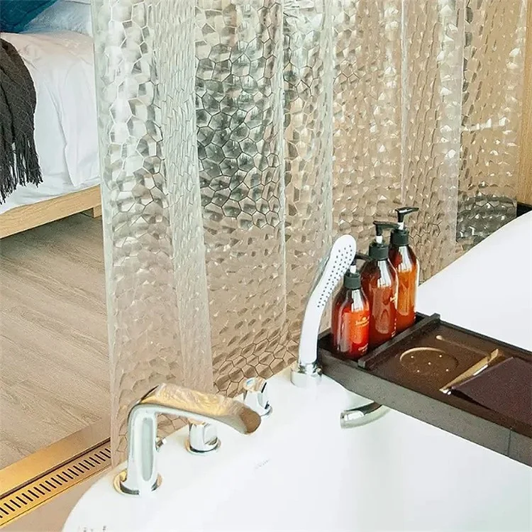 8001 Rideau de Douche à Motif PEVA 3D Avec Crochets en Acier Pour Salle de Bain, 180x180cm - Pavé