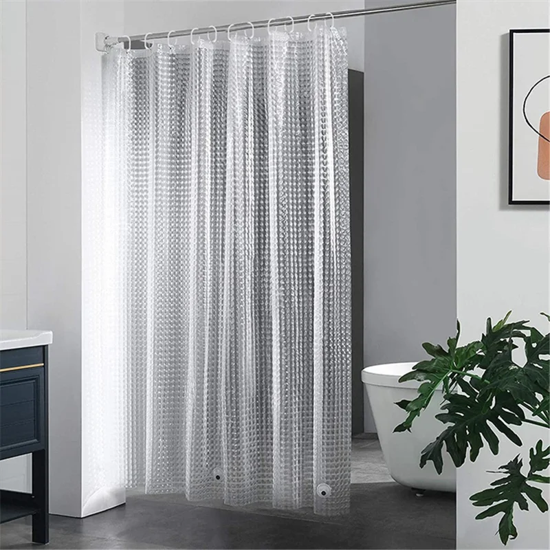 8001 PEVA 3D Pattern Shower Curtain with Steel Hooks for Bathroom, 180x180cm - Peephole