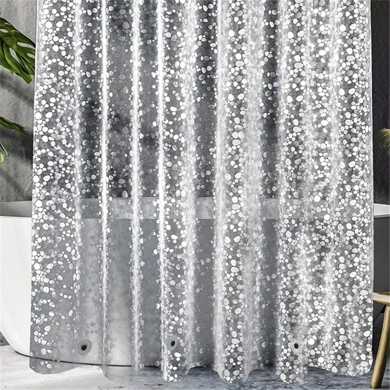 8001 PEVA 3D Pattern Shower Curtain with Steel Hooks for Bathroom, 180x180cm - Peephole