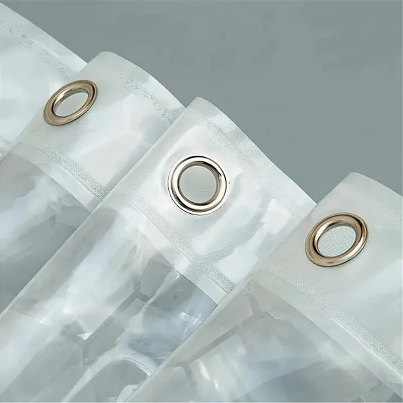 8001 PEVA 3D Pattern Shower Curtain with Steel Hooks for Bathroom, 180x180cm - Peephole