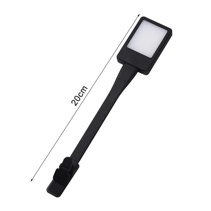 USB Rechargeable Reading Light Lamp Goose Neck Clip On LED Book Light - Black