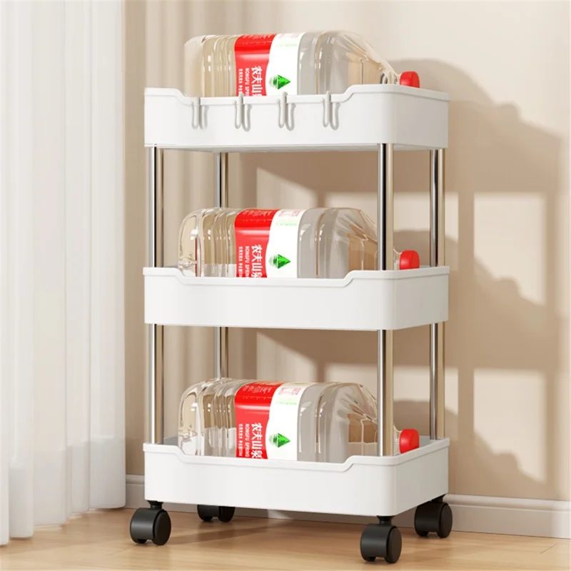 Carrello da 3 piani per soggiorno, bagno, casa e mobile - Bianco