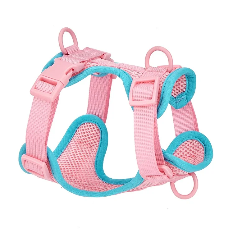 Arnés transpirable de malla de verano talla L para perros y gatos - Rosa