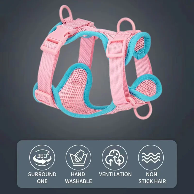 Kolorowy letni przewiewny uprząż siatkowa dla psa/kota rozmiar M, regulowana miękka uprząż dla zwierząt domowych - niebieski