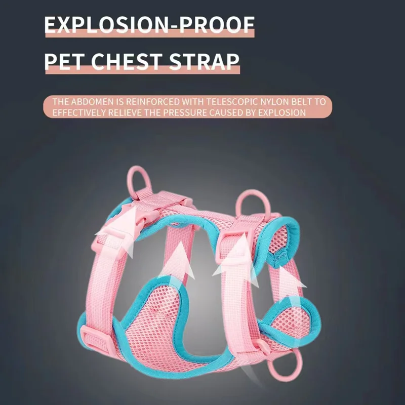 Kolorowy letni przewiewny uprząż siatkowa dla psa/kota rozmiar M, regulowana miękka uprząż dla zwierząt domowych - niebieski