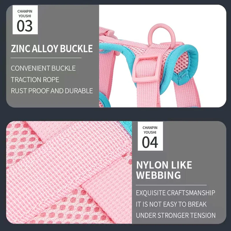 Kolorowy letni przewiewny uprząż siatkowa dla psa/kota rozmiar M, regulowana miękka uprząż dla zwierząt domowych - niebieski