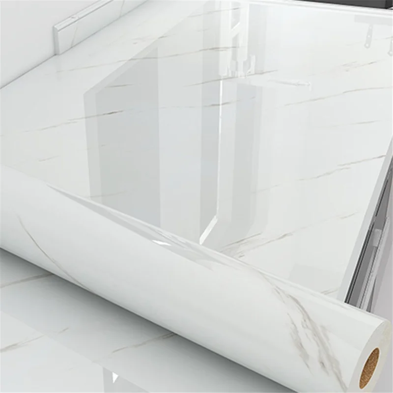 40x500cm Imitation Marble Thicken Self-Adhesive PVC Wallpaper Kitchen Counter Top Anti-Oil Sticker - Jazz White