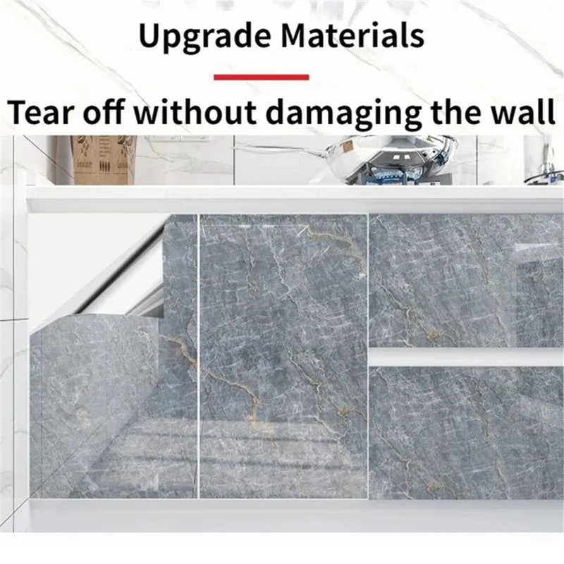 40x500cm Imitation Marble Thicken Self-Adhesive PVC Wallpaper Kitchen Counter Top Anti-Oil Sticker - Jazz White