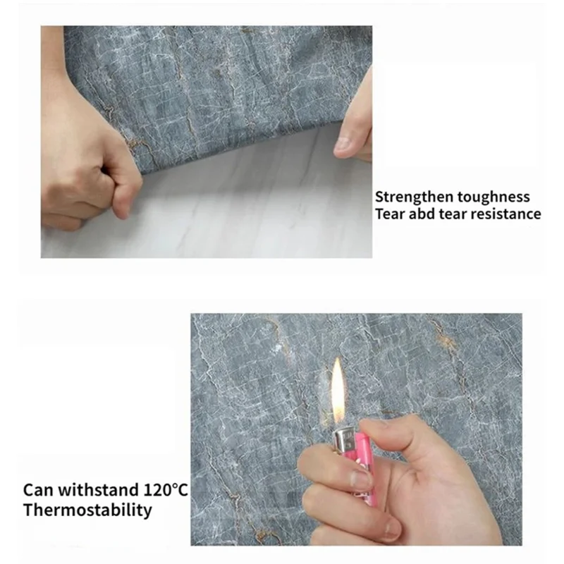 40x500cm Imitation Marble Thicken Self-Adhesive PVC Wallpaper Kitchen Counter Top Anti-Oil Sticker - Jazz White