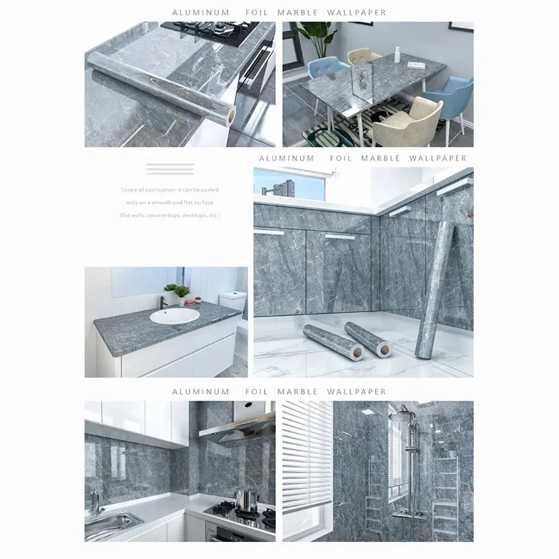 40x500cm Imitation Marble Thicken Self-Adhesive PVC Wallpaper Kitchen Counter Top Anti-Oil Sticker - Jazz White