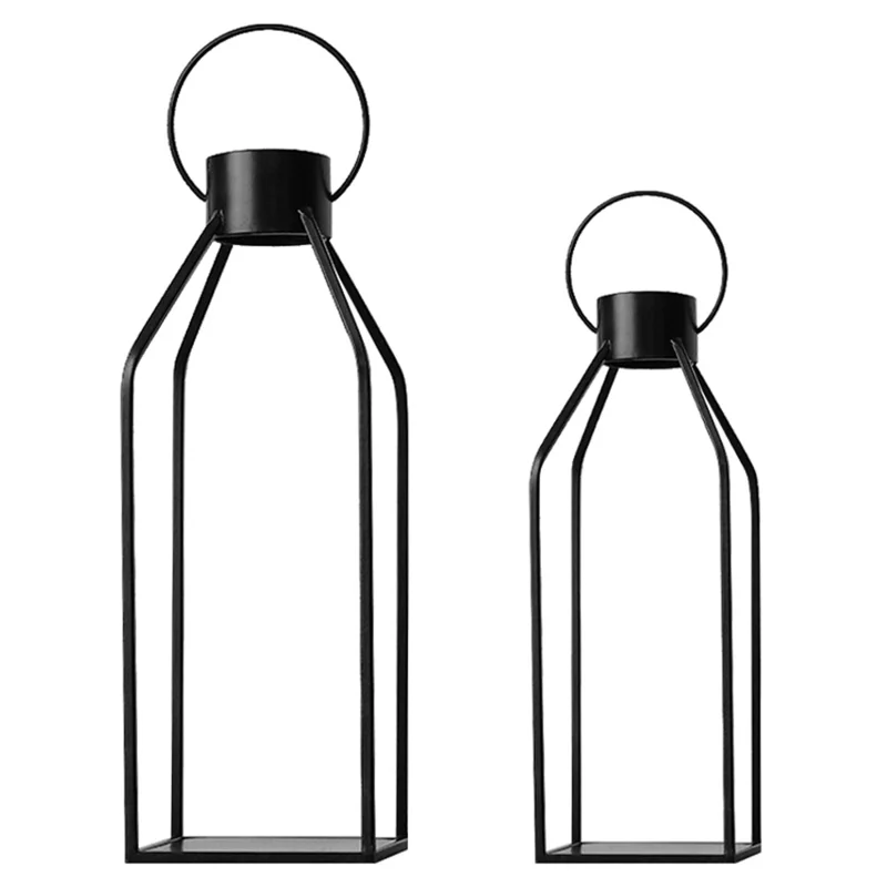 2Pcs / Set Simple Candle Lamp Holder Iron Art Home Garden Desktop Candlestick Ornament, without Candle