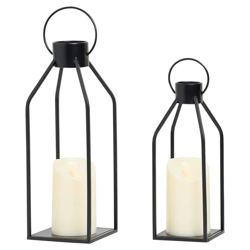 2Pcs / Set Simple Candle Lamp Holder Iron Art Home Garden Desktop Candlestick Ornament, without Candle