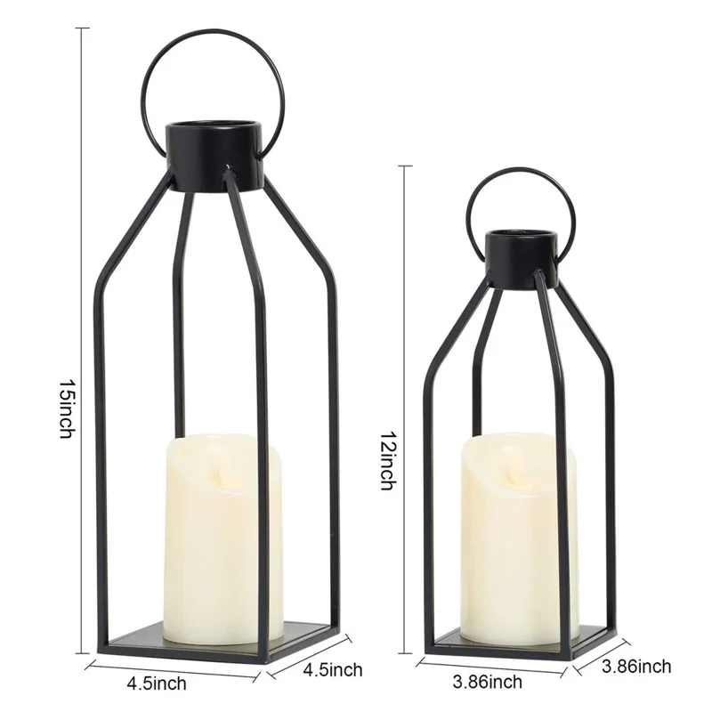 2Pcs / Set Simple Candle Lamp Holder Iron Art Home Garden Desktop Candlestick Ornament, without Candle