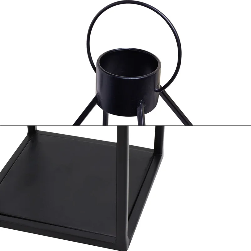 2Pcs / Set Iron Candle Holder with LED Candle Bedside Lamp Lantern Home Decor