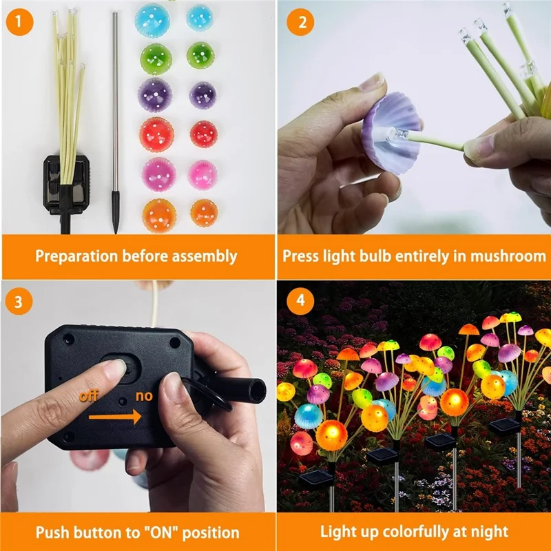 12-LED Mushroom Design Solar Light Lawn Garden Outdoor Landscape Atmosphere LED Night Light