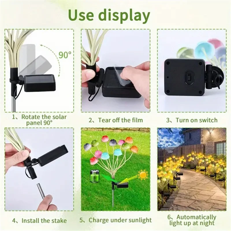 12-LED Mushroom Design Solar Light Lawn Garden Outdoor Landscape Atmosphere LED Night Light