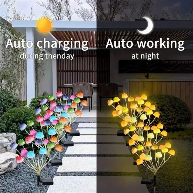 12-LED Mushroom Design Solar Light Lawn Garden Outdoor Landscape Atmosphere LED Night Light