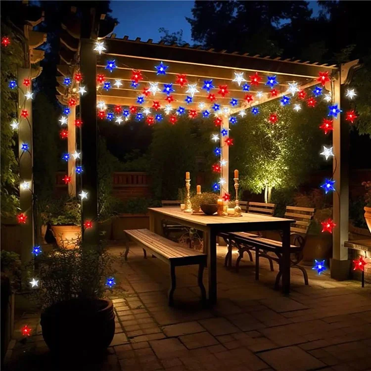6,5 m 30-LED-Sterndesign-Lichterkette 8 Modi Solar Outdoor Garden Yard Dekorationsleuchte