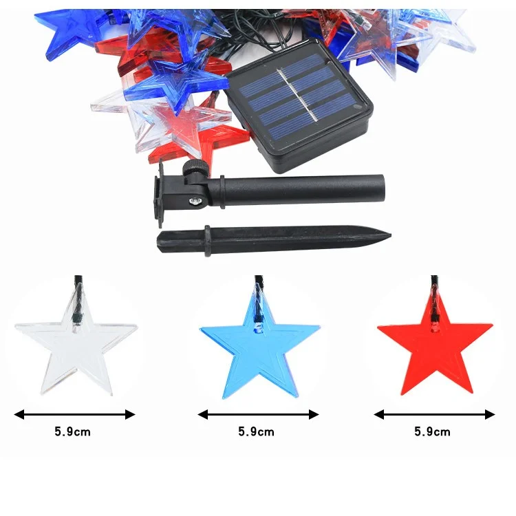 6,5 m 30-LED-Sterndesign-Lichterkette 8 Modi Solar Outdoor Garden Yard Dekorationsleuchte