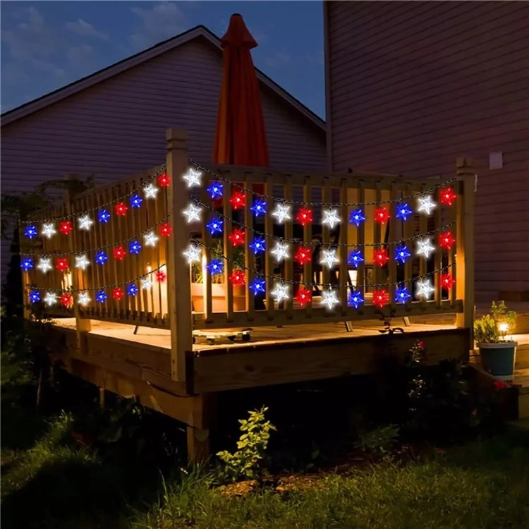 6,5 m 30-LED-Sterndesign-Lichterkette 8 Modi Solar Outdoor Garden Yard Dekorationsleuchte