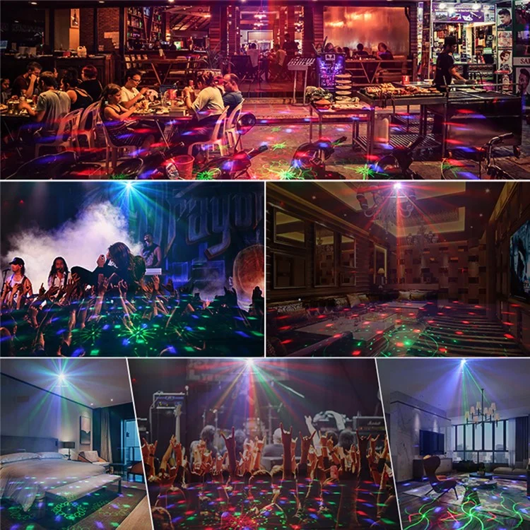Bola mágica RGB Laser Strobe Stage Projetor de luz Voz ativada Controle remoto Home Party Lamp