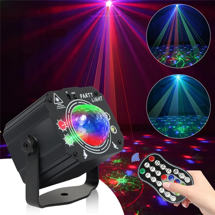 Bola mágica RGB Laser Strobe Stage Projetor de luz Voz ativada Controle remoto Home Party Lamp