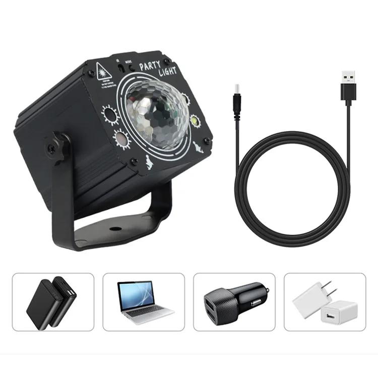 Bola mágica RGB Laser Strobe Stage Projetor de luz Voz ativada Controle remoto Home Party Lamp