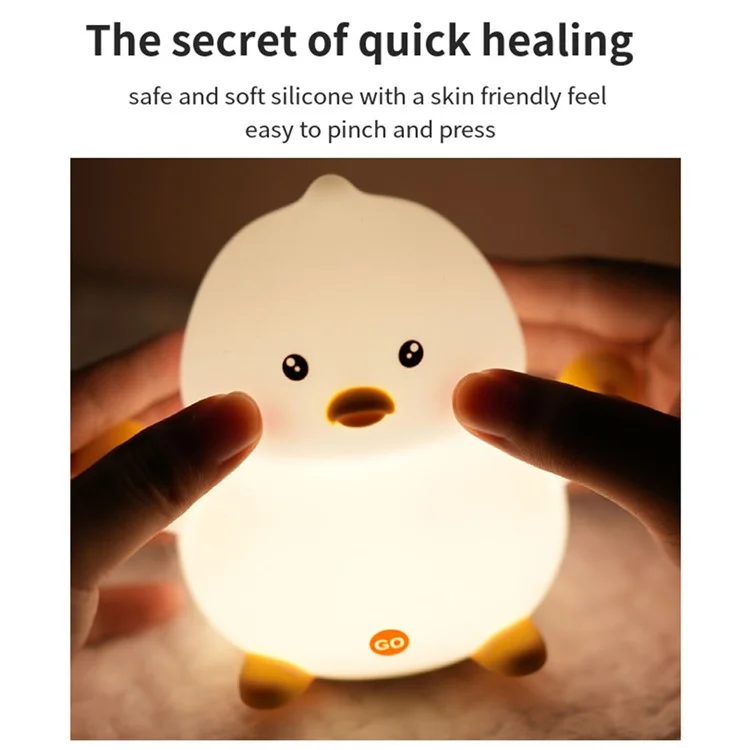 SK-201 Cute Duck Lamp Silicone Night Light LED Bedside Lamp Nursery Nightlight with 30 Minutes Timer - Style A