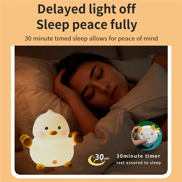 SK-201 Cute Duck Lamp Silicone Night Light LED Bedside Lamp Nursery Nightlight with 30 Minutes Timer - Style A