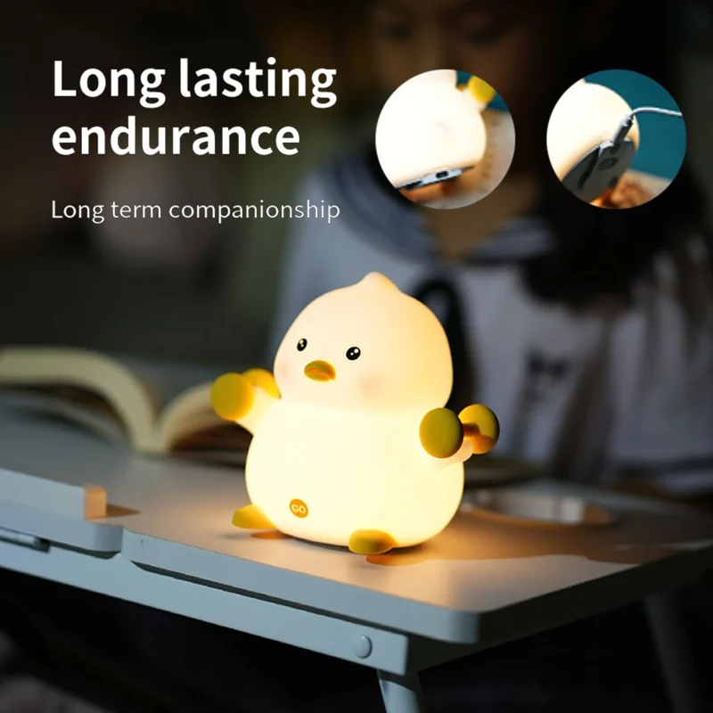 SK-201 Cute Duck Lamp Silicone Night Light LED Bedside Lamp Nursery Nightlight with 30 Minutes Timer - Style A